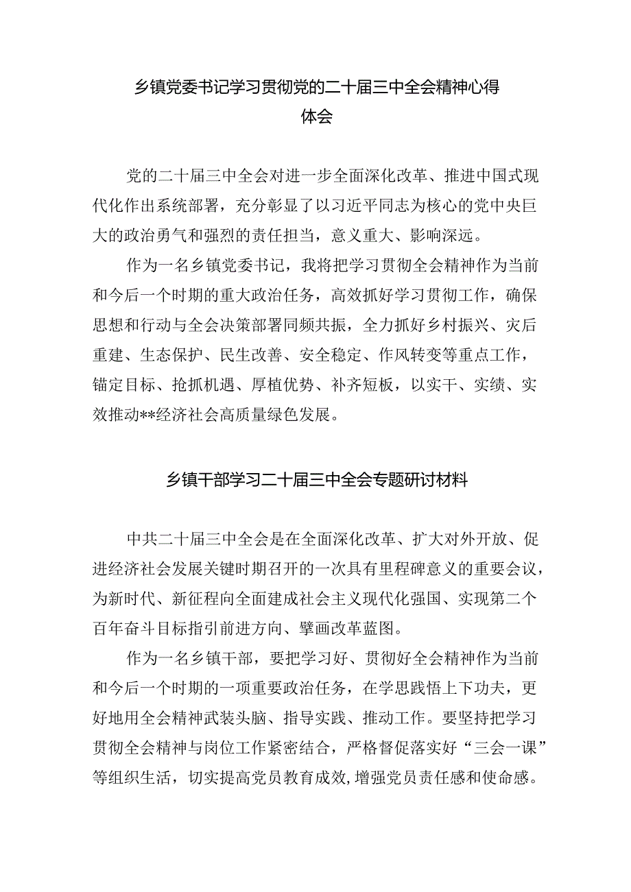 （9篇）乡镇干部学习二十三中全会精神专题研讨材料（详细版）.docx_第2页