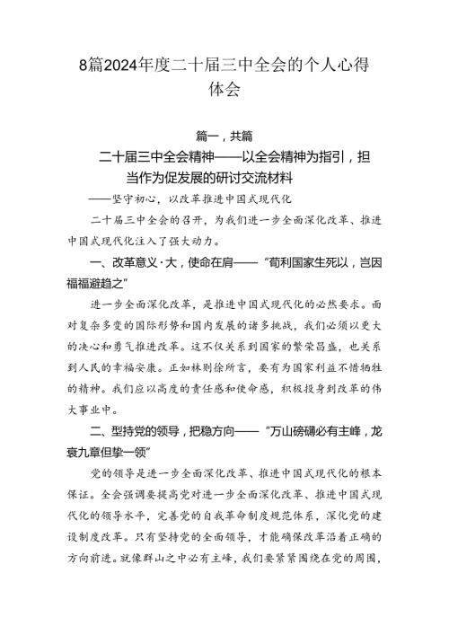 8篇2024二十三中全会的个人心得体会.docx