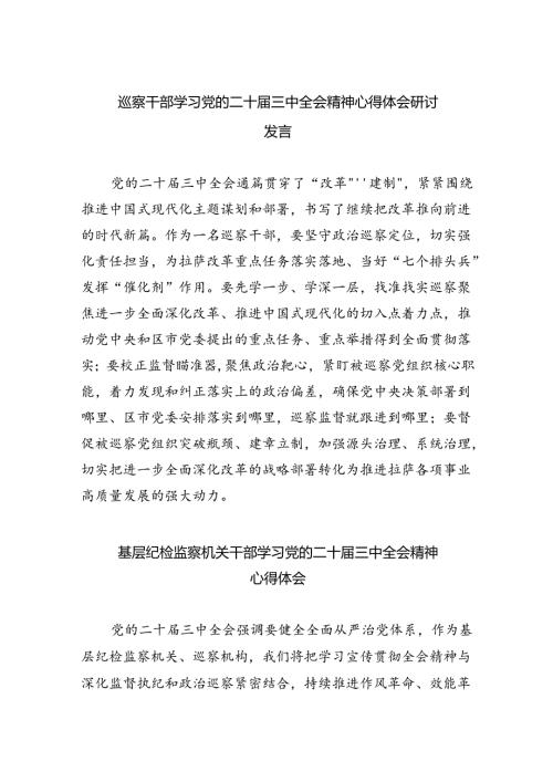 （9篇）巡察干部学习党的二十三中全会精神心得体会研讨发言（最新版）.docx