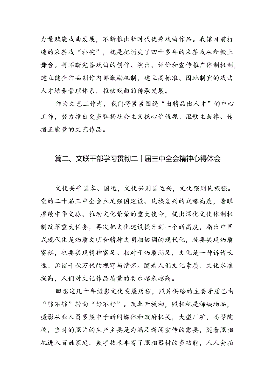 （10篇）文化工作者学习贯彻党的二十三中全会精神心得体会（详细版）.docx_第3页
