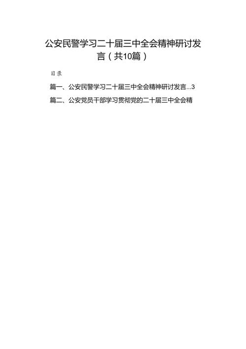 （10篇）公安民警学习二十三中全会精神研讨发言集锦.docx