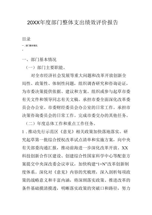20XX部门整体支出绩效评价报告.docx