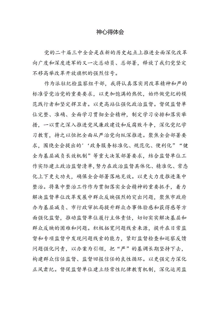 （9篇）派驻基层纪检监察干部学习党的二十三中全会精神心得体会研讨发言（详细版）.docx_第3页
