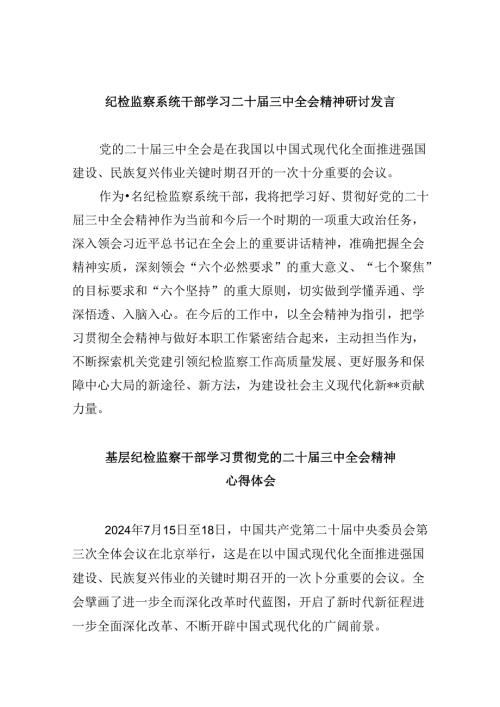 纪检监察系统干部学习二十三中全会精神研讨发言8篇（最新版）.docx