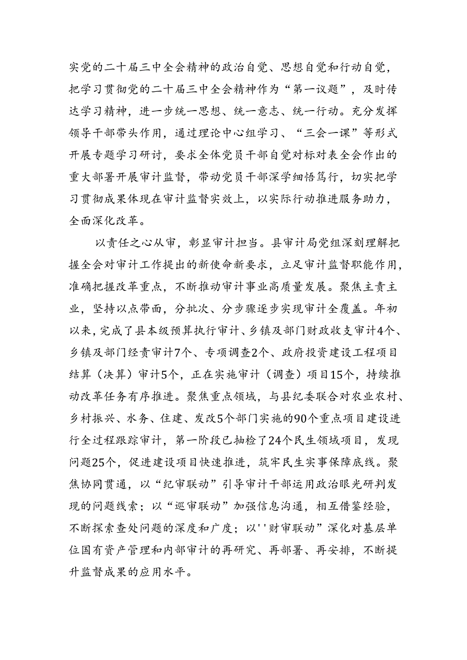（6篇）审计工作者学习党的二十三中全会精神心得体会范文.docx_第3页