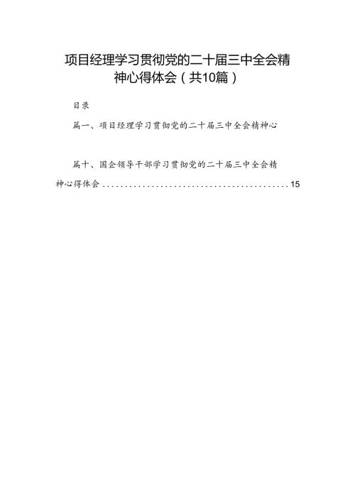 （10篇）项目经理学习贯彻党的二十三中全会精神心得体会集合.docx