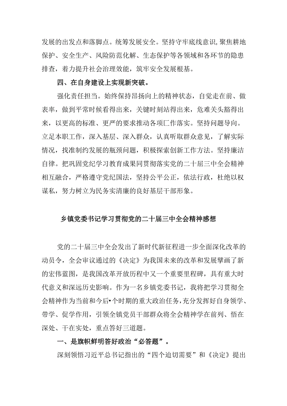镇党委书记学习贯彻党的二十三中全会精神心得体会5篇专题资料.docx_第3页