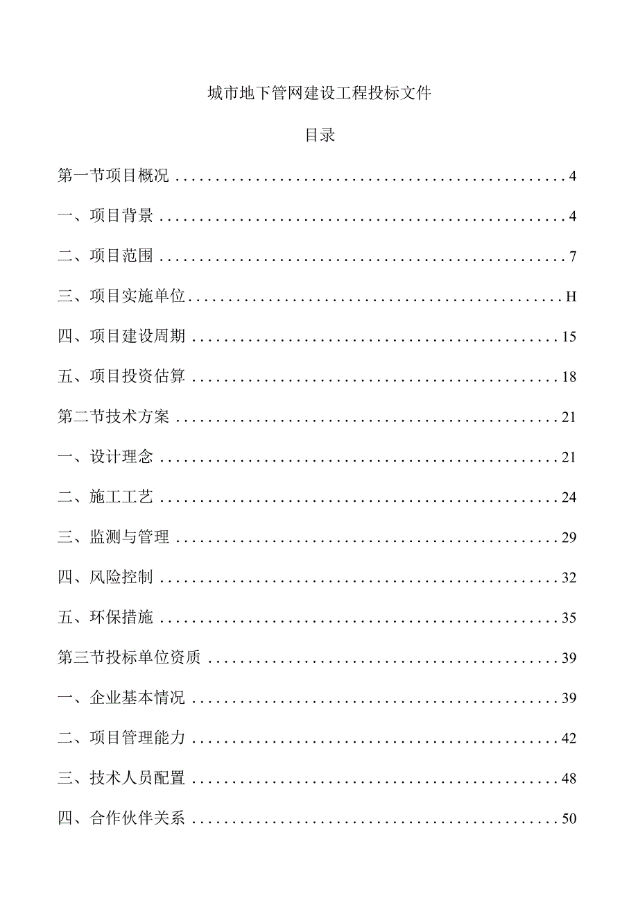 城市地下管网建设工程投标文件.docx_第1页