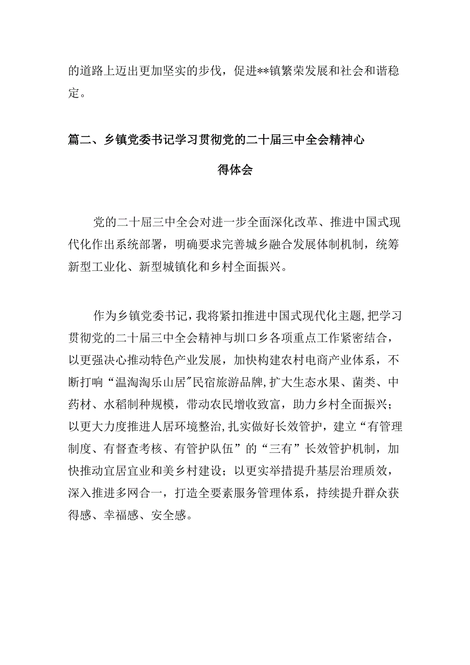 (八篇)镇长学习党的二十三中全会精神心得体会研讨发言（精选）.docx_第2页
