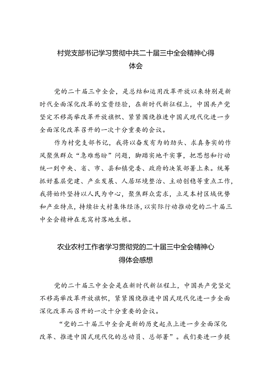 （9篇）村党支部书记学习贯彻中共二十三中全会精神心得体会范文.docx_第1页