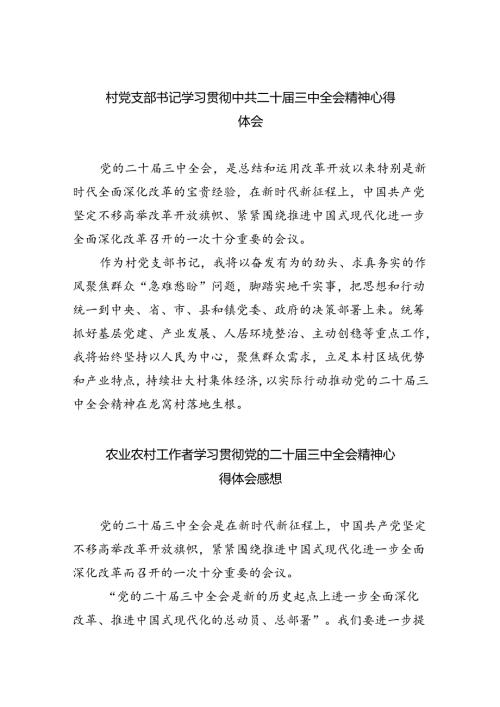 （9篇）村党支部书记学习贯彻中共二十三中全会精神心得体会范文.docx