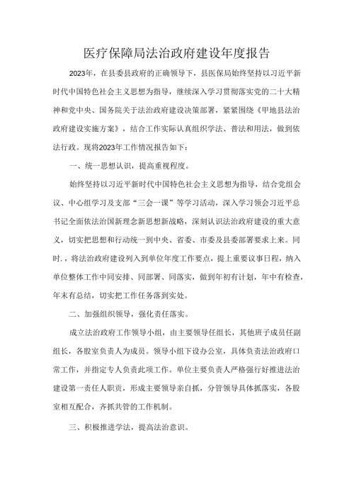 医疗保障局法治政府建设报告.docx