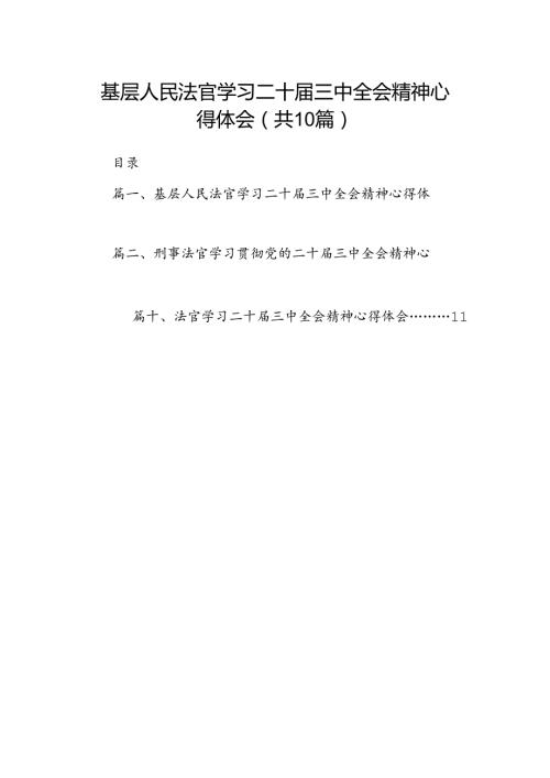 （10篇）基层人民法官学习二十三中全会精神心得体会范文.docx