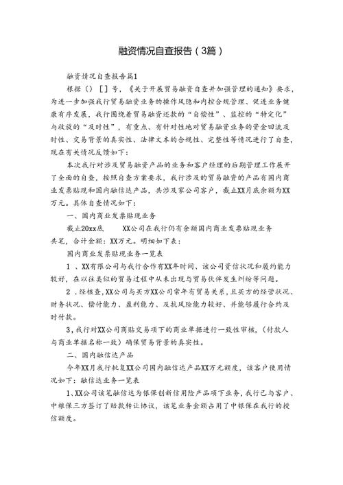 融资情况自查报告（3篇）.docx