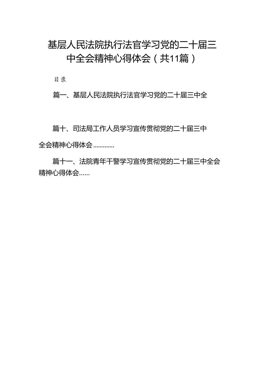 （11篇）基层人民法院执行法官学习党的二十三中全会精神心得体会（详细版）.docx_第1页