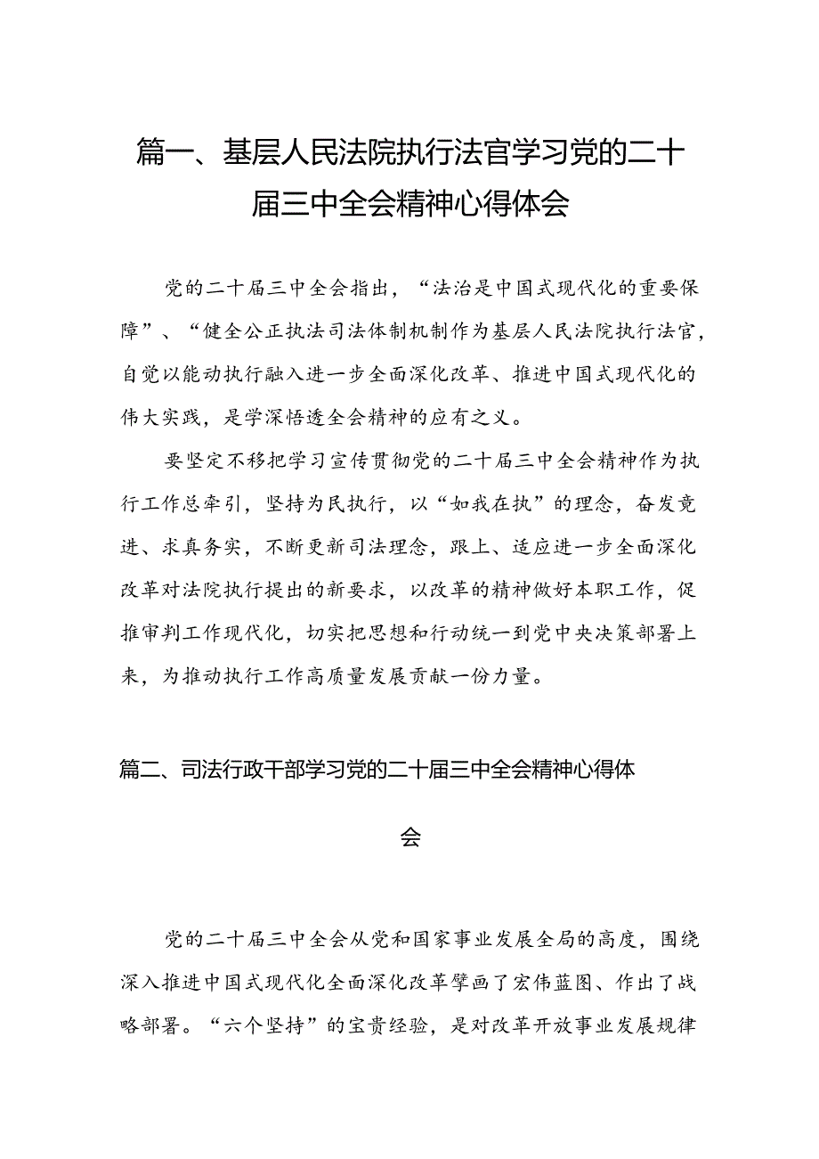 （11篇）基层人民法院执行法官学习党的二十三中全会精神心得体会（详细版）.docx_第2页