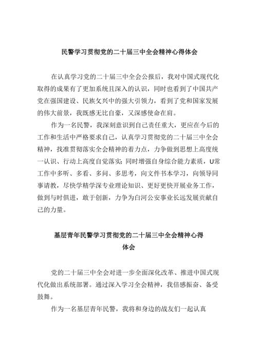 民警学习贯彻党的二十三中全会精神心得体会8篇(最新精选).docx