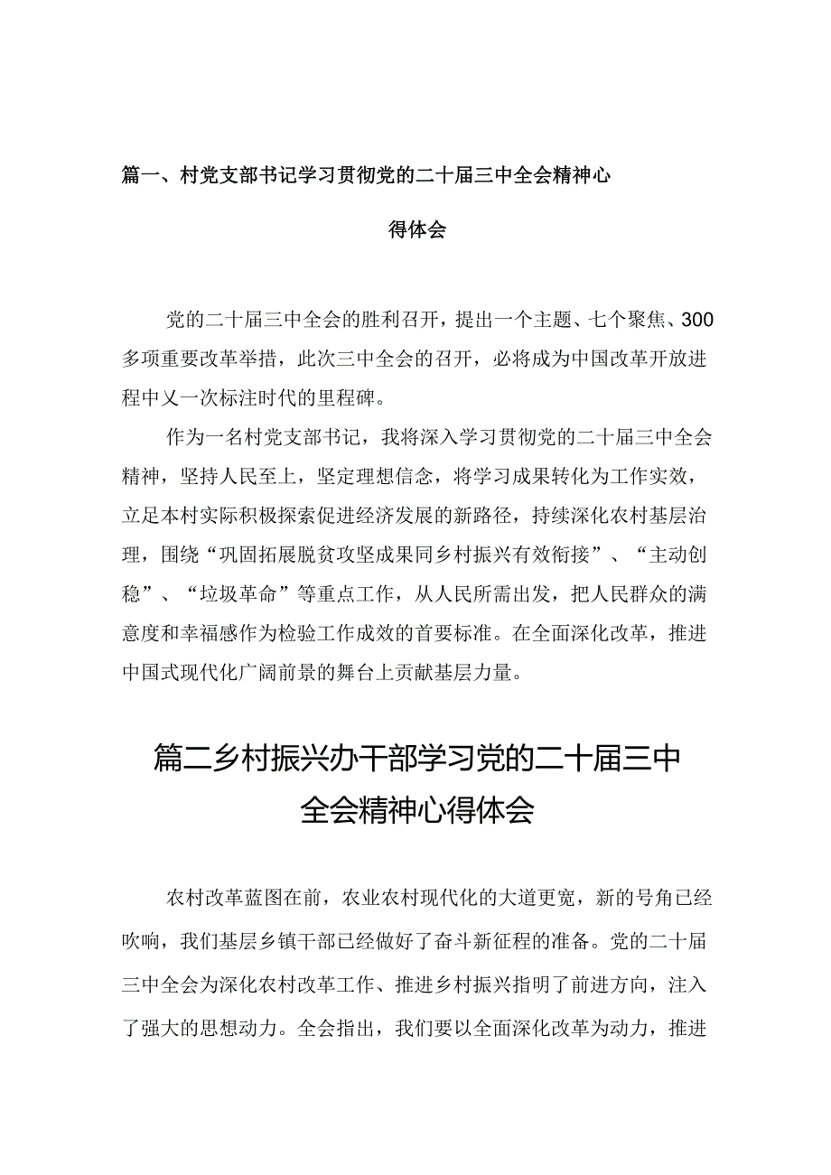 （10篇）村党支部书记学习贯彻党的二十三中全会精神心得体会汇编.docx_第2页