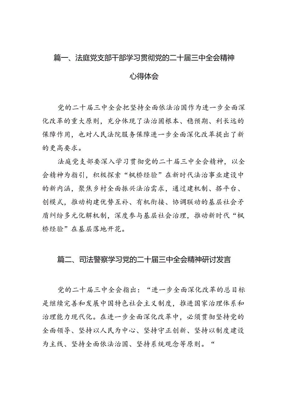 （10篇）法庭党支部干部学习贯彻党的二十三中全会精神心得体会（详细版）.docx_第2页