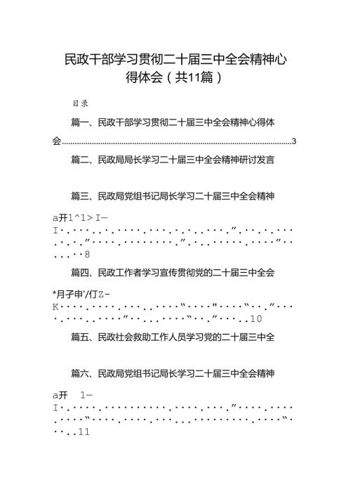 （11篇）民政干部学习贯彻二十三中全会精神心得体会（详细版）.docx