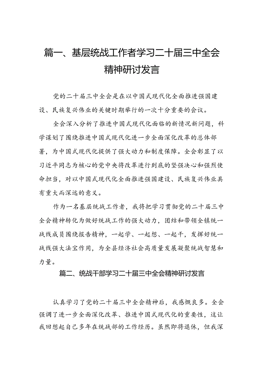 （11篇）基层统战工作者学习二十三中全会精神研讨发言（详细版）.docx_第2页