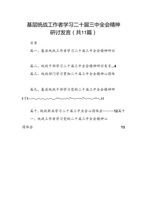 （11篇）基层统战工作者学习二十三中全会精神研讨发言（详细版）.docx