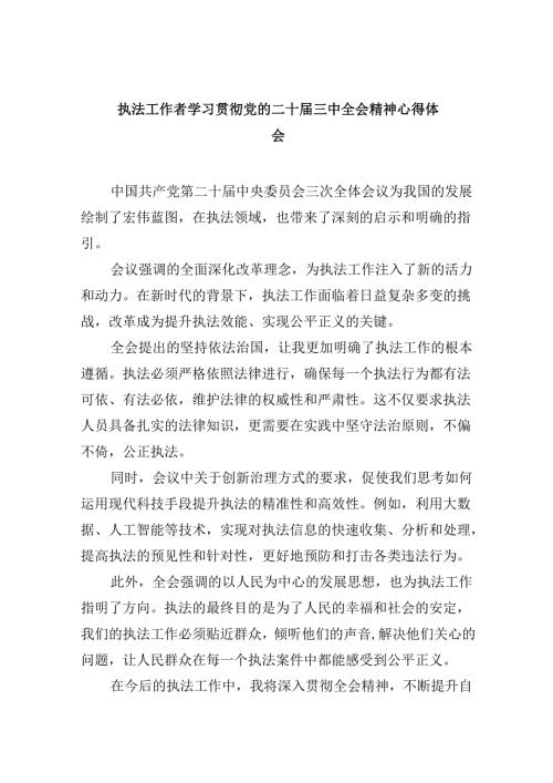 （11篇）执法工作者学习贯彻党的二十三中全会精神心得体会（最新版）.docx