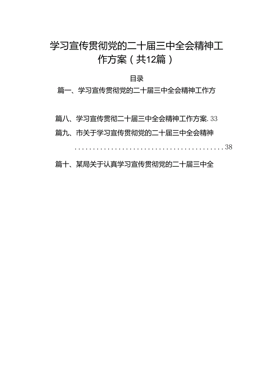（12篇）学习宣传贯彻党的二十三中全会精神工作方案专题资料.docx_第1页