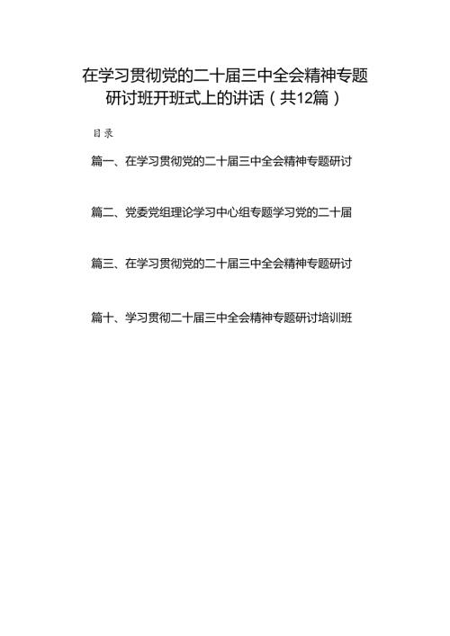 (12篇)在学习贯彻党的二十三中全会精神专题研讨班开班式上的讲话参考范文.docx