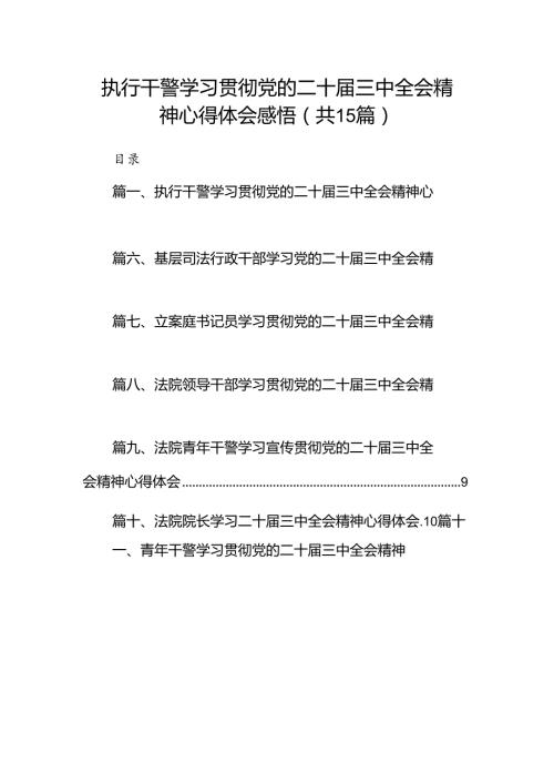 （15篇）执行干警学习贯彻党的二十三中全会精神心得体会感悟（精选）.docx