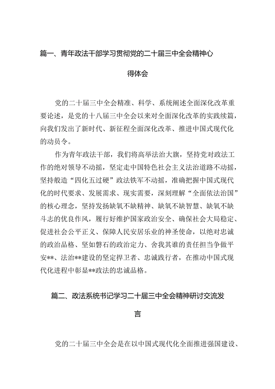 （15篇）青年政法干部学习贯彻党的二十三中全会精神心得体会（详细版）.docx_第2页
