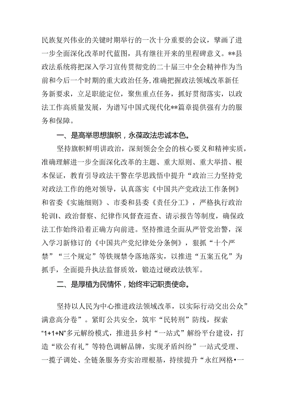 （15篇）青年政法干部学习贯彻党的二十三中全会精神心得体会（详细版）.docx_第3页
