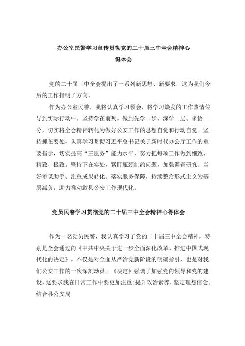 （11篇）办公室民警学习宣传贯彻党的二十三中全会精神心得体会范文.docx