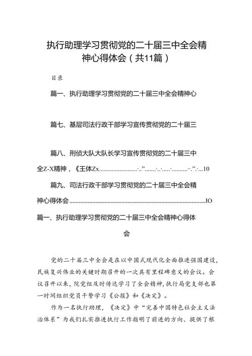 （11篇）执行助理学习贯彻党的二十三中全会精神心得体会范文.docx
