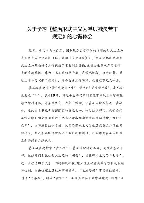 整治形式主义为基层减负若干规定的学习感悟(10篇).docx