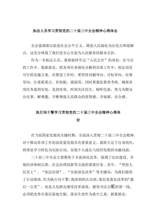 （11篇）执法人员学习贯彻党的二十三中全会精神心得体会范文.docx