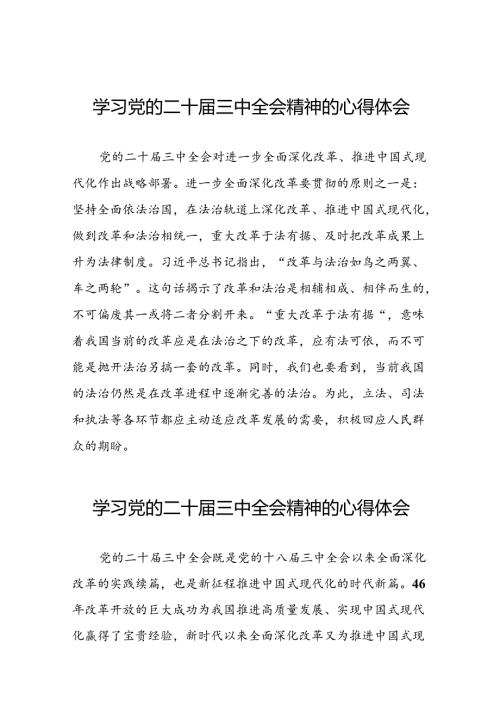 中国共产党第二十中央委员会第三次全体会议精神的学习心得体会三十五篇.docx