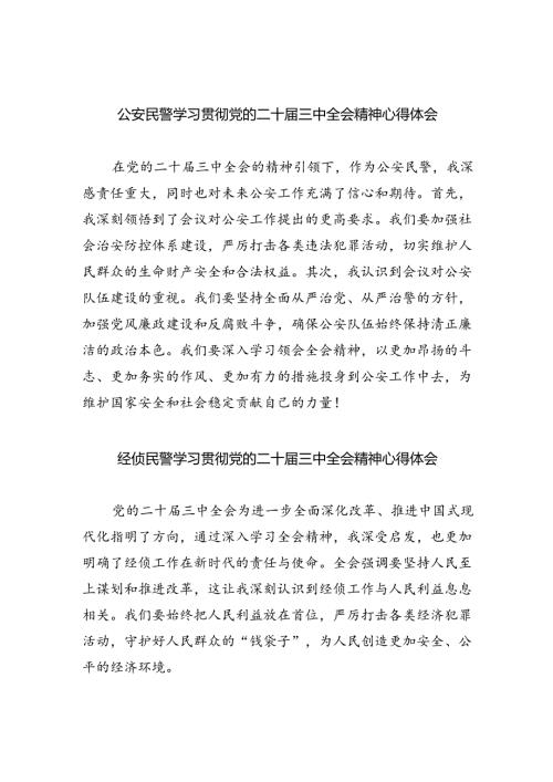 （9篇）公安民警学习贯彻党的二十三中全会精神心得体会最新.docx