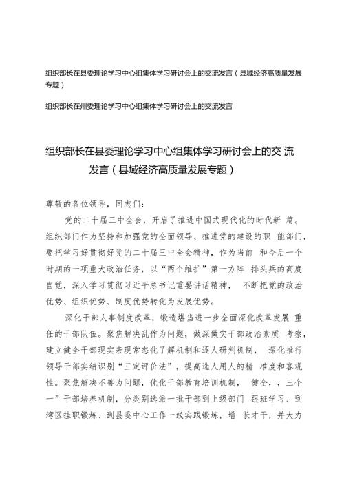 2024年在县委理论学习中心组集体学习研讨会上的交流发言.docx