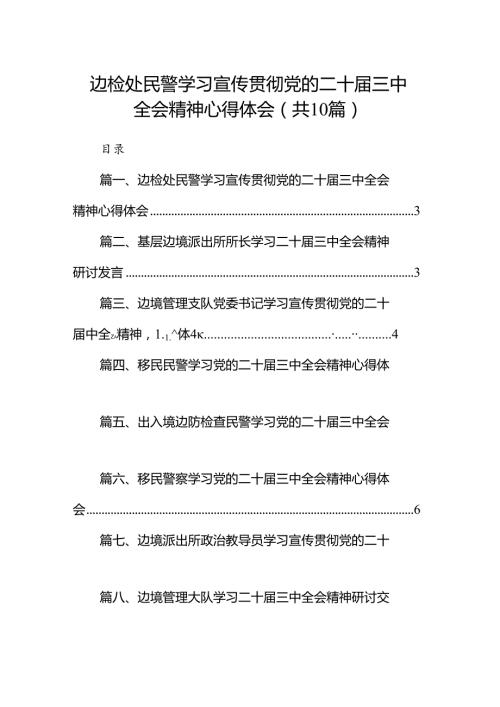 （10篇）边检处民警学习宣传贯彻党的二十三中全会精神心得体会范文.docx