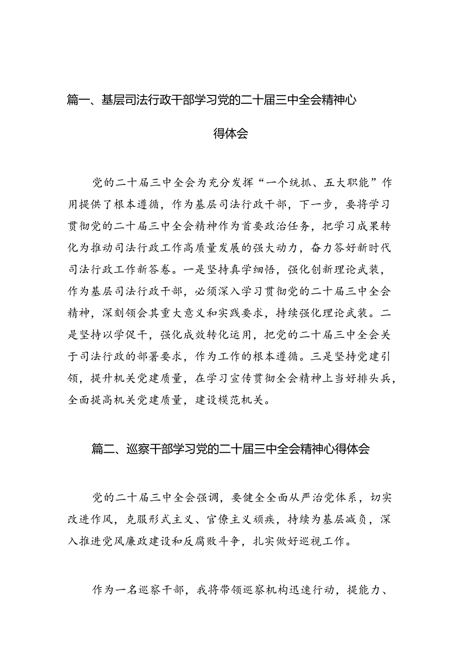 （10篇）基层司法行政干部学习党的二十三中全会精神心得体会范文.docx_第2页