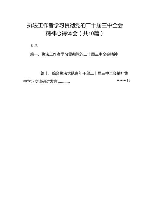 （10篇）执法工作者学习贯彻党的二十三中全会精神心得体会范文.docx