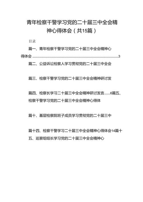 （15篇）青年检察干警学习党的二十三中全会精神心得体会（最新版）.docx