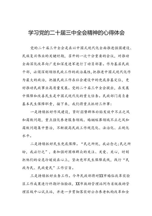 机关干部学习贯彻党的二十三中全会精神心得体会研讨材料10篇.docx