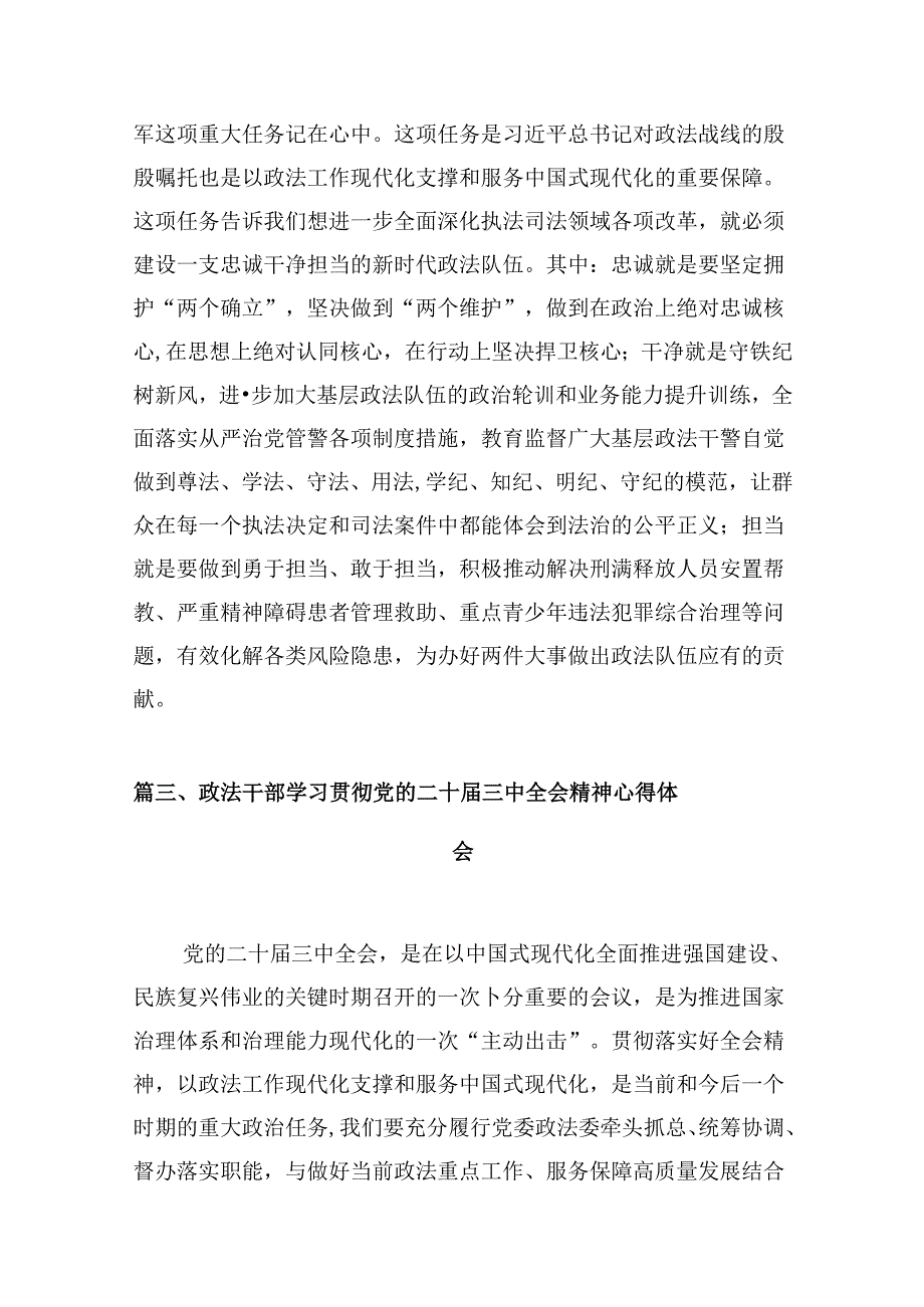 （10篇）政法机关党务干部学习贯彻党的二十三中全会精神心得体会（详细版）.docx_第3页