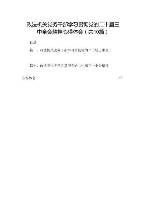 （10篇）政法机关党务干部学习贯彻党的二十三中全会精神心得体会（详细版）.docx