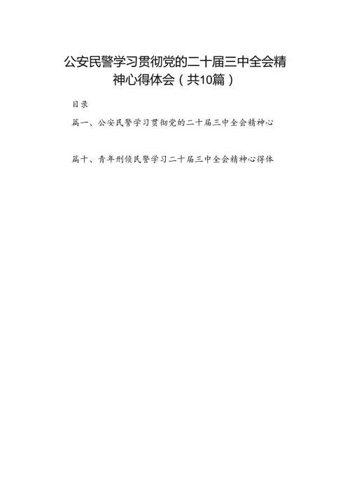 （10篇）公安民警学习贯彻党的二十三中全会精神心得体会例文.docx