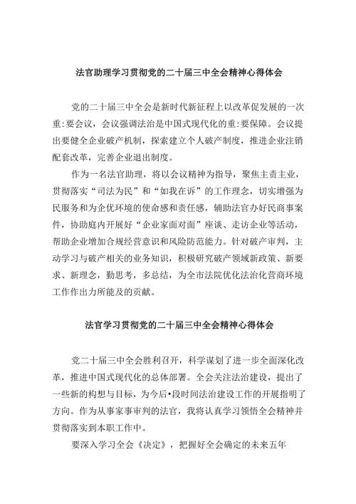 （11篇）法官助理学习贯彻党的二十三中全会精神心得体会范本.docx