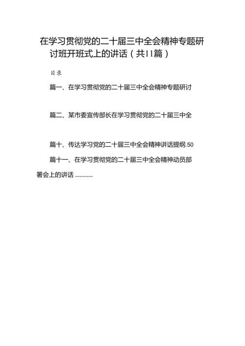 （11篇）在学习贯彻党的二十三中全会精神专题研讨班开班式上的讲话合集供参考.docx