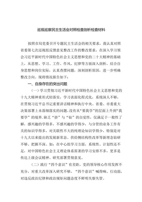 （10篇）巡视巡察民主生活会对照检查剖析检查材料集锦.docx